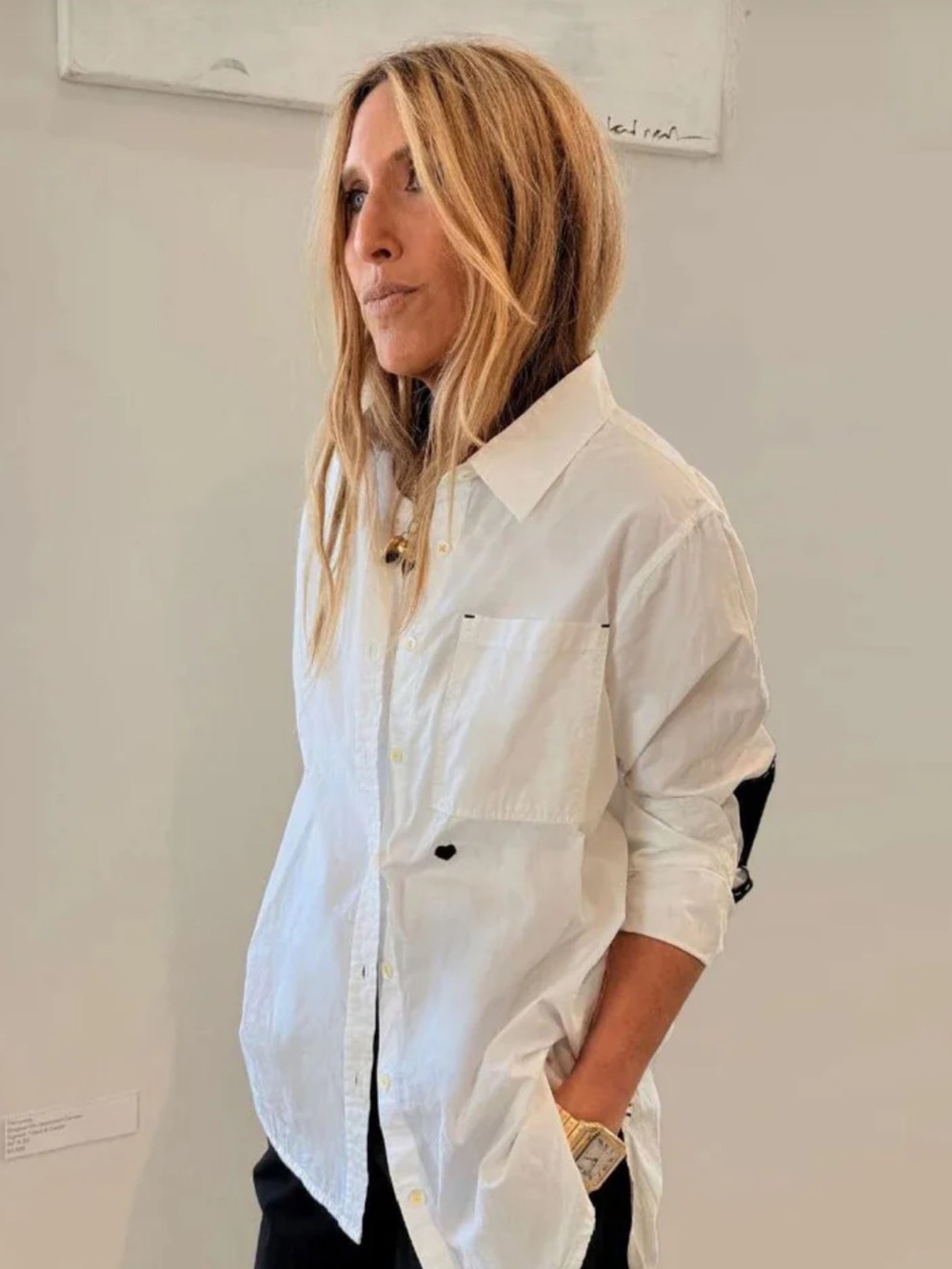 Kerri Rosenthal Black Heart White Button Down Shirt 🖤